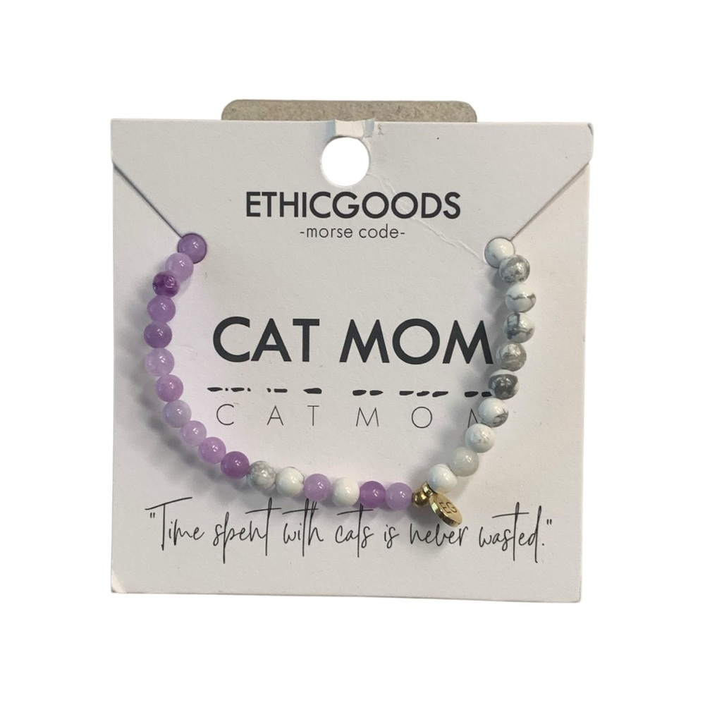 Cat Mom Bracelet by Ethic Goods - Beaded Bracelet with Morse Code Design
